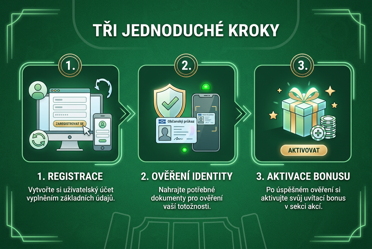 Infografika procesu ověření identity pro získání bonusu